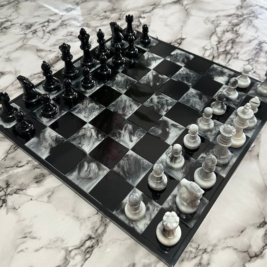Scacchiera effetto marmo bianco/nero
