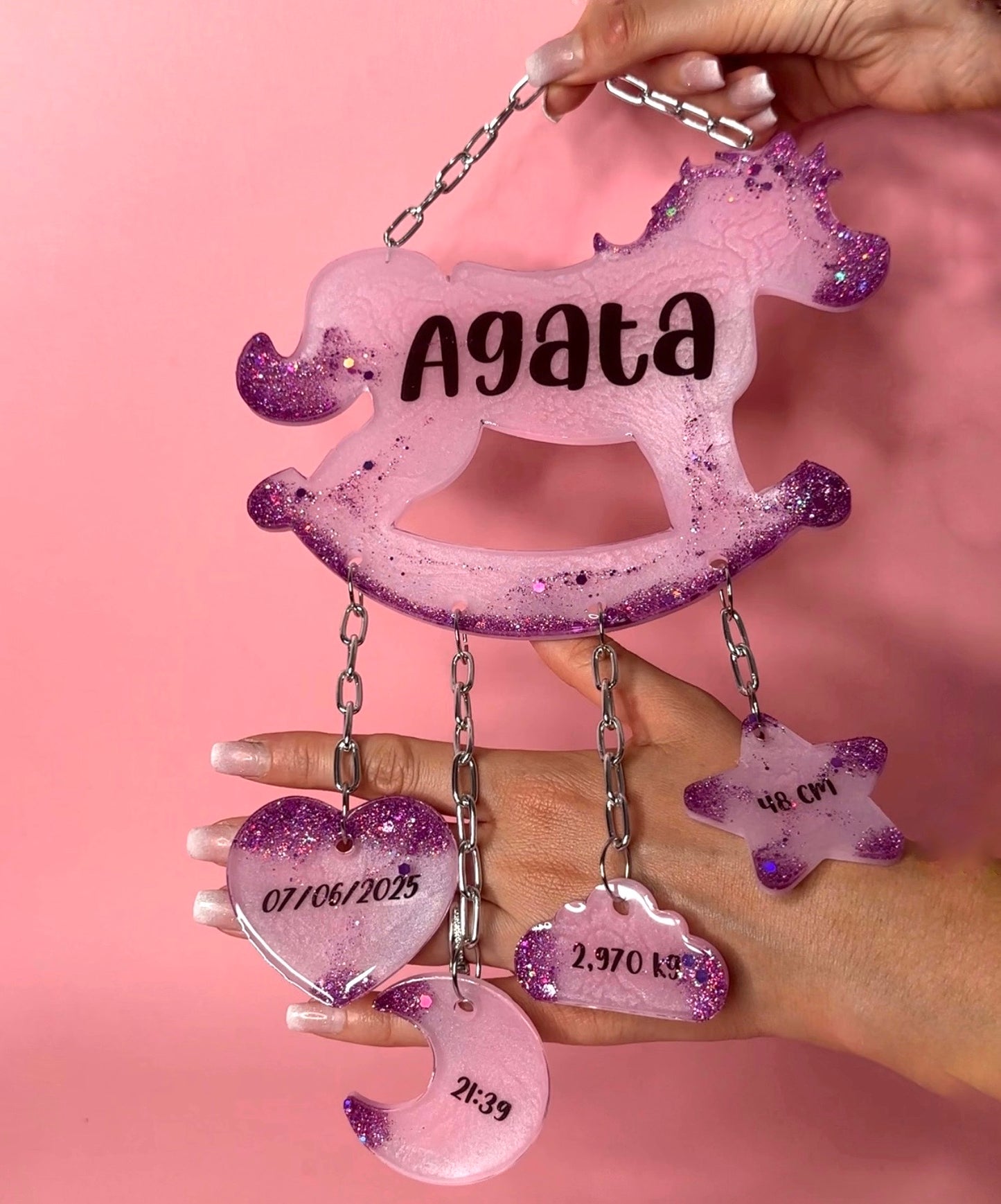 DA PERSONALIZZARE! Decorazione Nascita Cavallo a Dondolo Personalizzato