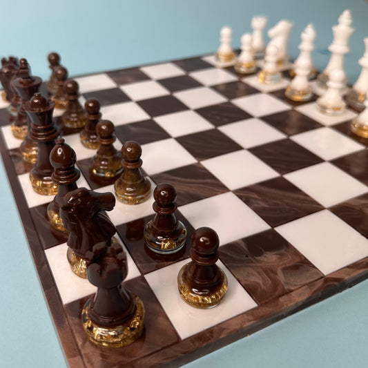 Scacchiera effetto marmo marrone e beige