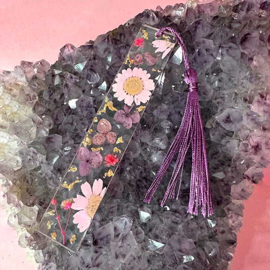 Segnalibro trasparente fiori secchi