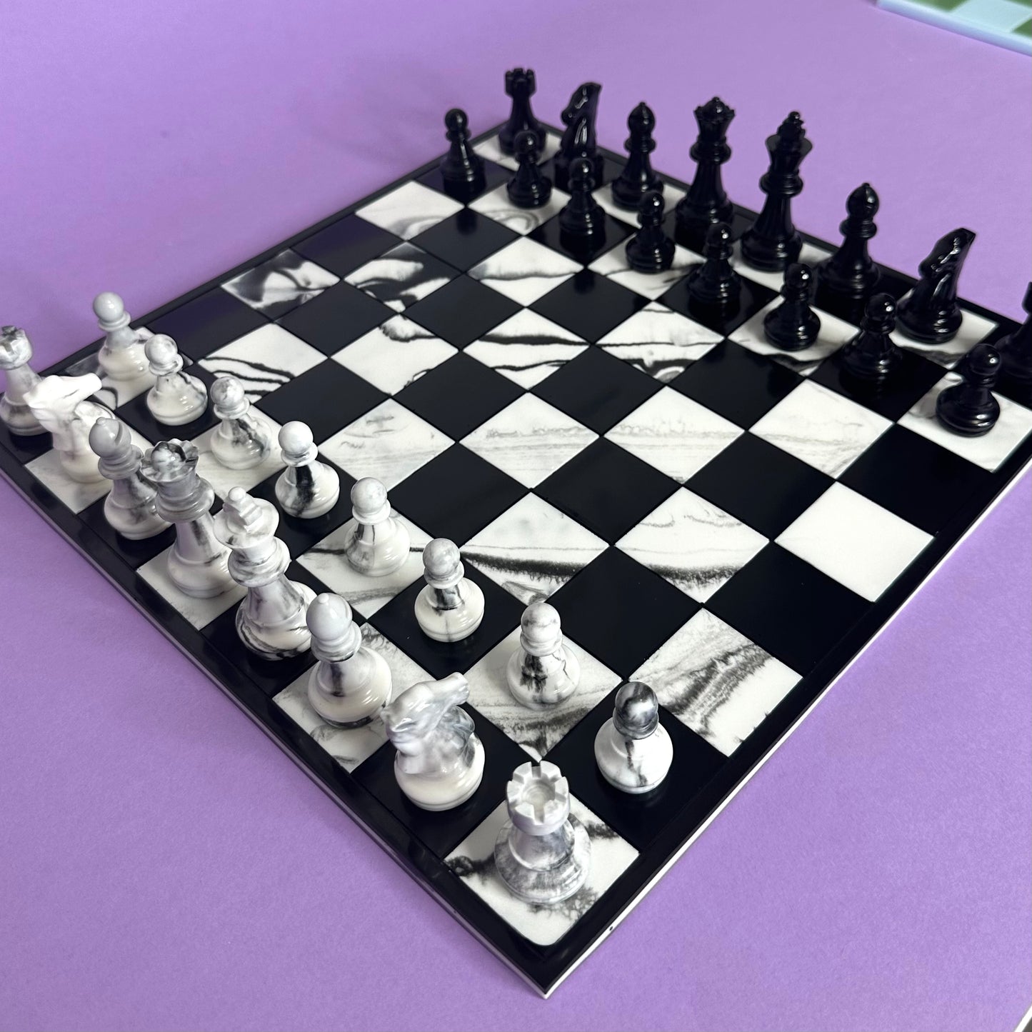 Scacchiera effetto marmo bianco/nero