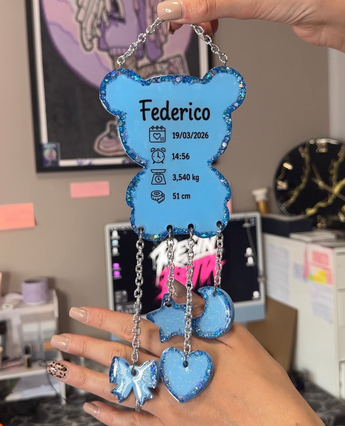 DA PERSONALIZZARE! Decorazione Nascita Orsetto Personalizzato