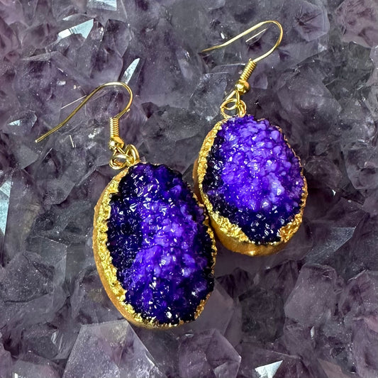 Orecchini – Effetto drusa viola con bordo oro