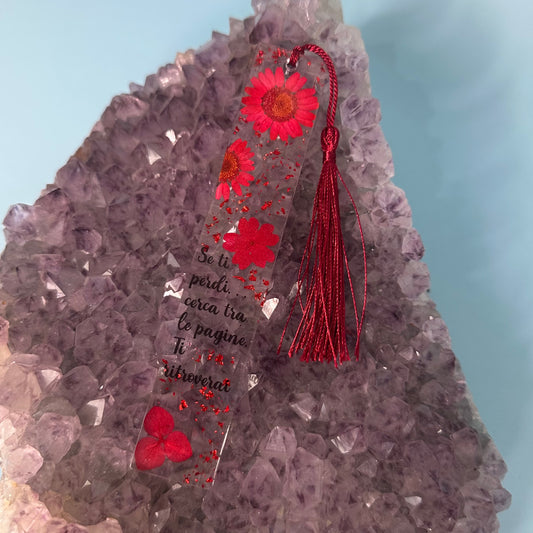 Segnalibro trasparente fiori secchi