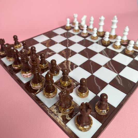 Scacchiera effetto marmo marrone e beige