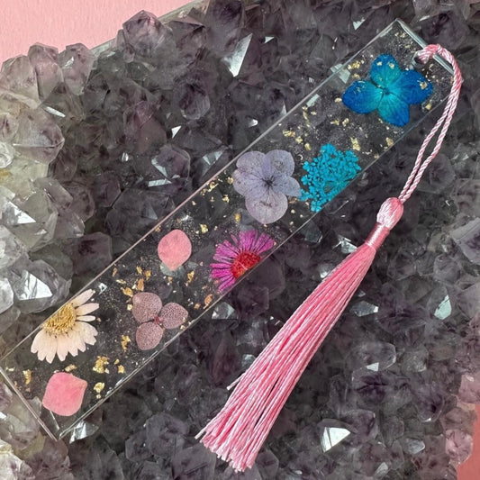 Segnalibro trasparente fiori secchi