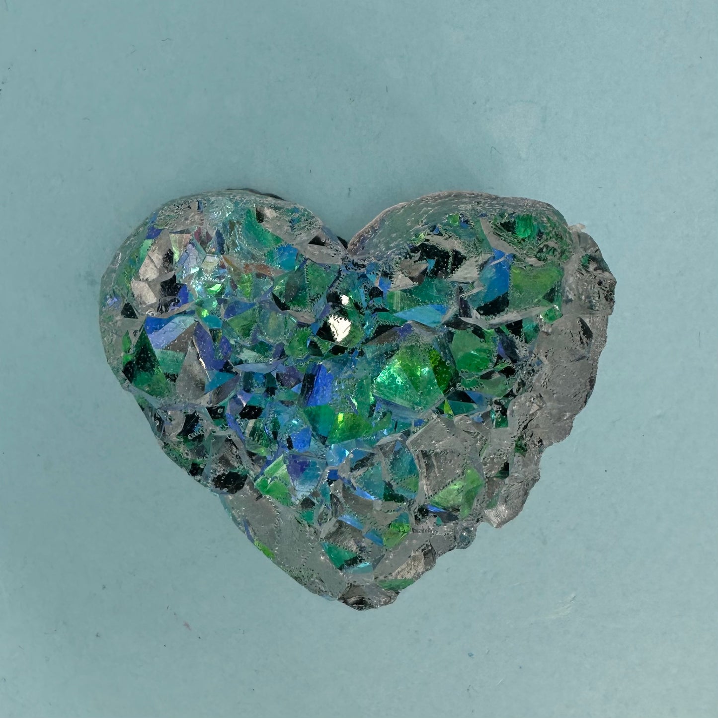 ✨ Drusa Cuore Verde Blu In Resina
