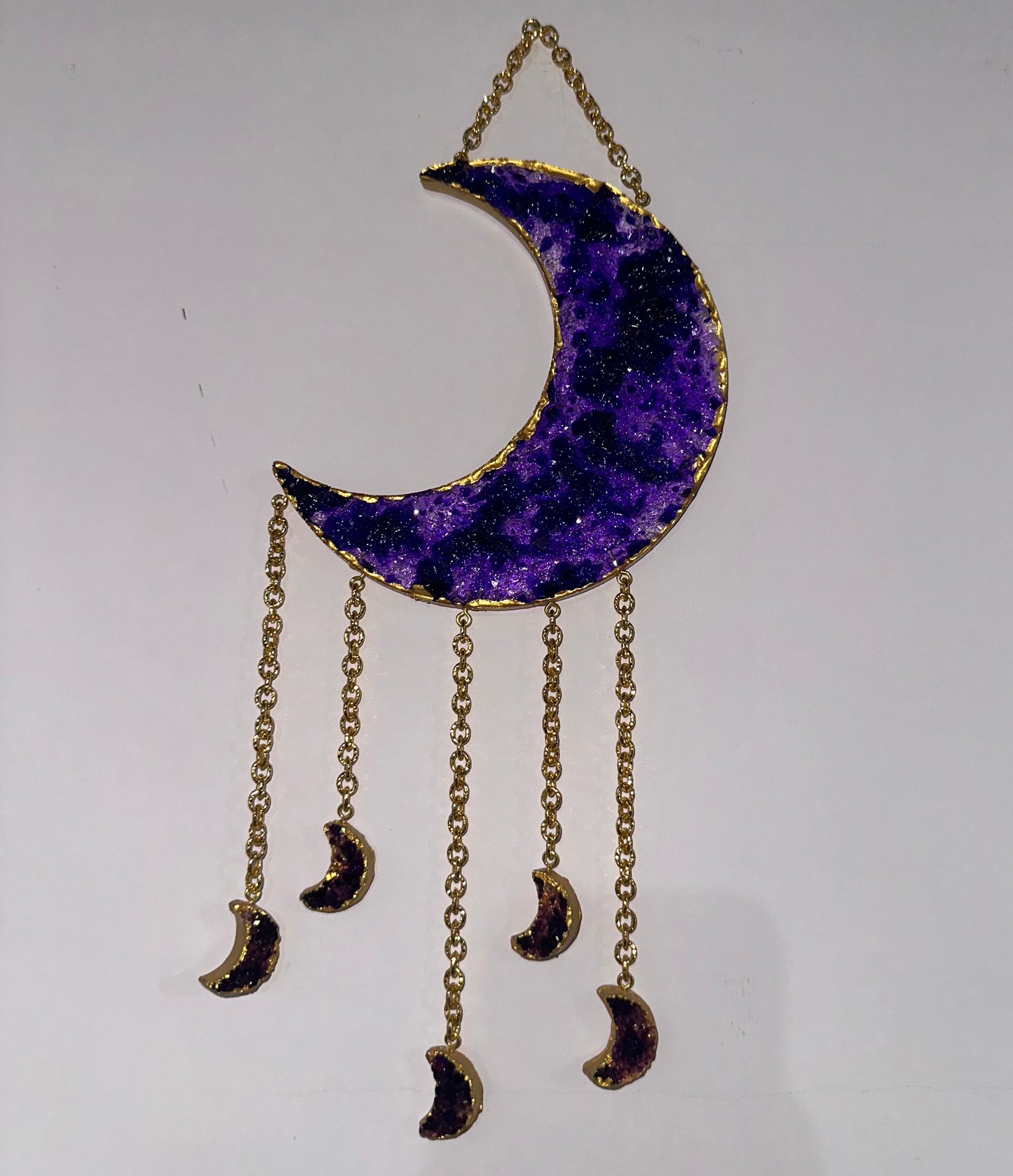 ✨ Mezzaluna Drusa Con Pendenti – Viola E Oro