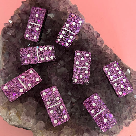 Domino 28 pezzi - glitter viola