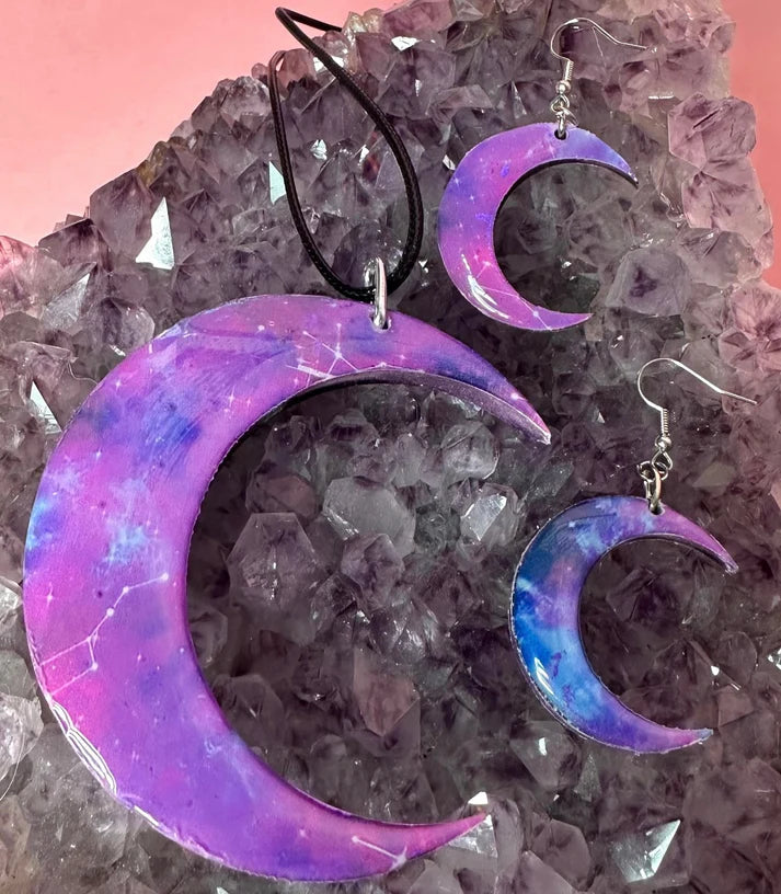 SET MEZZALUNA GALASSIA (collana + orecchini)