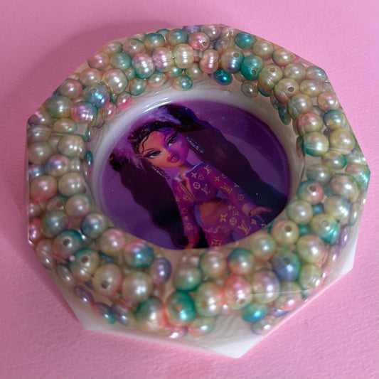 Posacenere ottagonale con perle + stampa Bratz